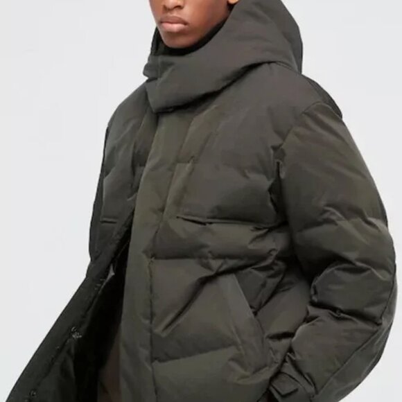 Uniqlo +J Jil Sander Men Oversized Down Parka Hood Olive Medium NWT - Picture 4 of 5